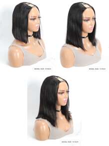 Straight Hair U-Part Wig 100% Real Remy Natural Black Color Short Short Human Hair Machine Made Bob Wig Beginner Friendly Natural Invisible Edge For Woman - SNatural - View 5