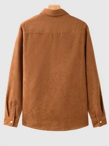 Manfinity Homme Men 1pc Corduroy Flap Pocket Button Front Shirt