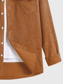 Manfinity Homme Men 1pc Corduroy Flap Pocket Button Front Shirt