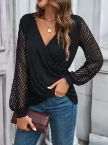 SHEIN Frenchy Áo thun nữ Trọn gói màu trơn Giải trí - màu đen - Xem 1