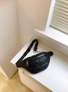Quilted Fanny Pack - Black - View 2
