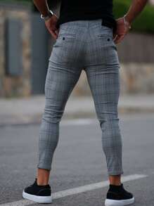 Quần Nam Nút Túi Dây kéo Sọc ca rô Sẵn sàng - Màu Xám nhạt - Xem 2