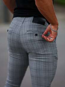 Quần Nam Nút Túi Dây kéo Sọc ca rô Sẵn sàng - Màu Xám nhạt - Xem 3