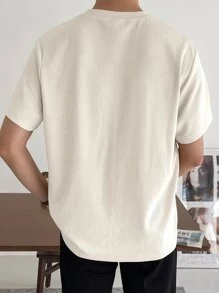 DAZY uomo Maglietta monocolore a costine - Beige - Visualizzare 2