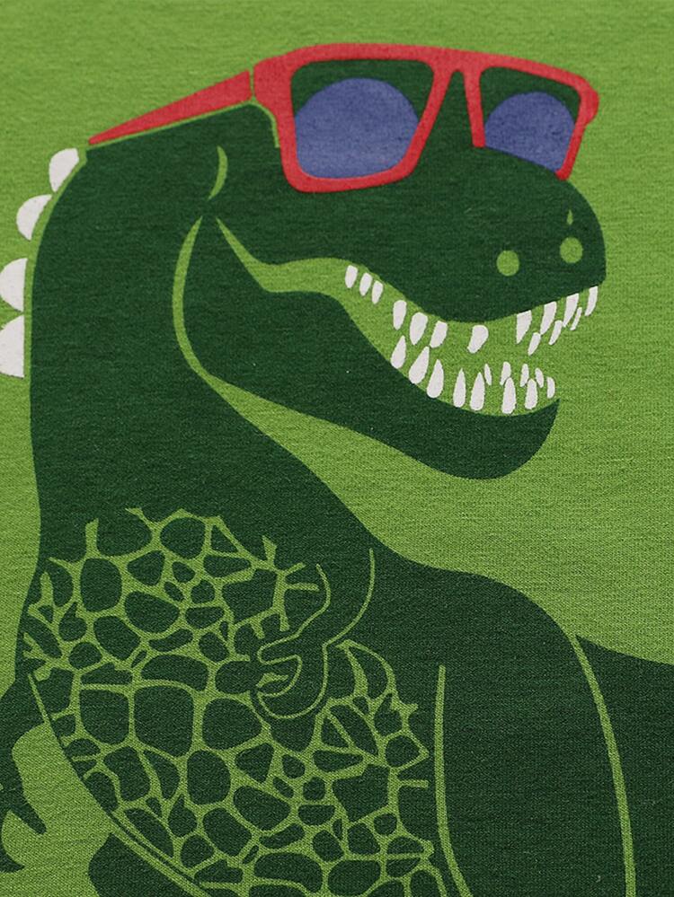 男孩恐龍印花上衣和褲子睡衣套裝 - 綠色 - 查看 5