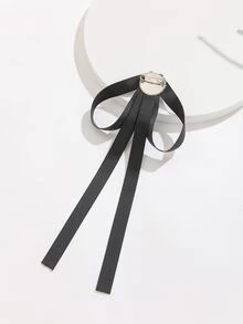 Rhinestone & Faux Pearl Decor Bow Tie - Black - View 2