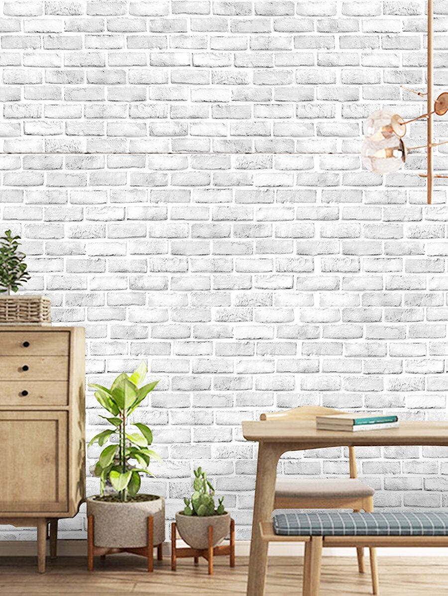 1 pièce Autocollant mural à motif de brique, papier peint mural adhésif simulant la brique pour la décoration de la maison, autocollants de rénovation amovibles, papier peint, articles de décoration printanière pour rafraîchir votre maison, autocollants de décoration Rama - Multicolore - Voir 1
