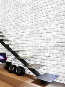 1 pièce Autocollant mural à motif de brique, papier peint mural adhésif simulant la brique pour la décoration de la maison, autocollants de rénovation amovibles, papier peint, articles de décoration printanière pour rafraîchir votre maison, autocollants de décoration Rama - Multicolore - Voir 4