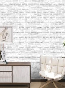 1 pièce Autocollant mural à motif de brique, papier peint mural adhésif simulant la brique pour la décoration de la maison, autocollants de rénovation amovibles, papier peint, articles de décoration printanière pour rafraîchir votre maison, autocollants de décoration Rama - Multicolore - Voir 2