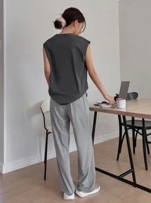 DAZY Food & Slogan Graphic Lounge Set Pajama - Grey - View 2