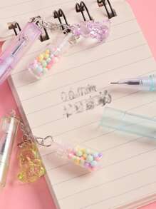 2pcs Bear & Bottle Pendant Random Gel Pen - Multicolor - View 2