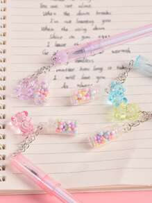 2pcs Bear & Bottle Pendant Random Gel Pen - Multicolor - View 4