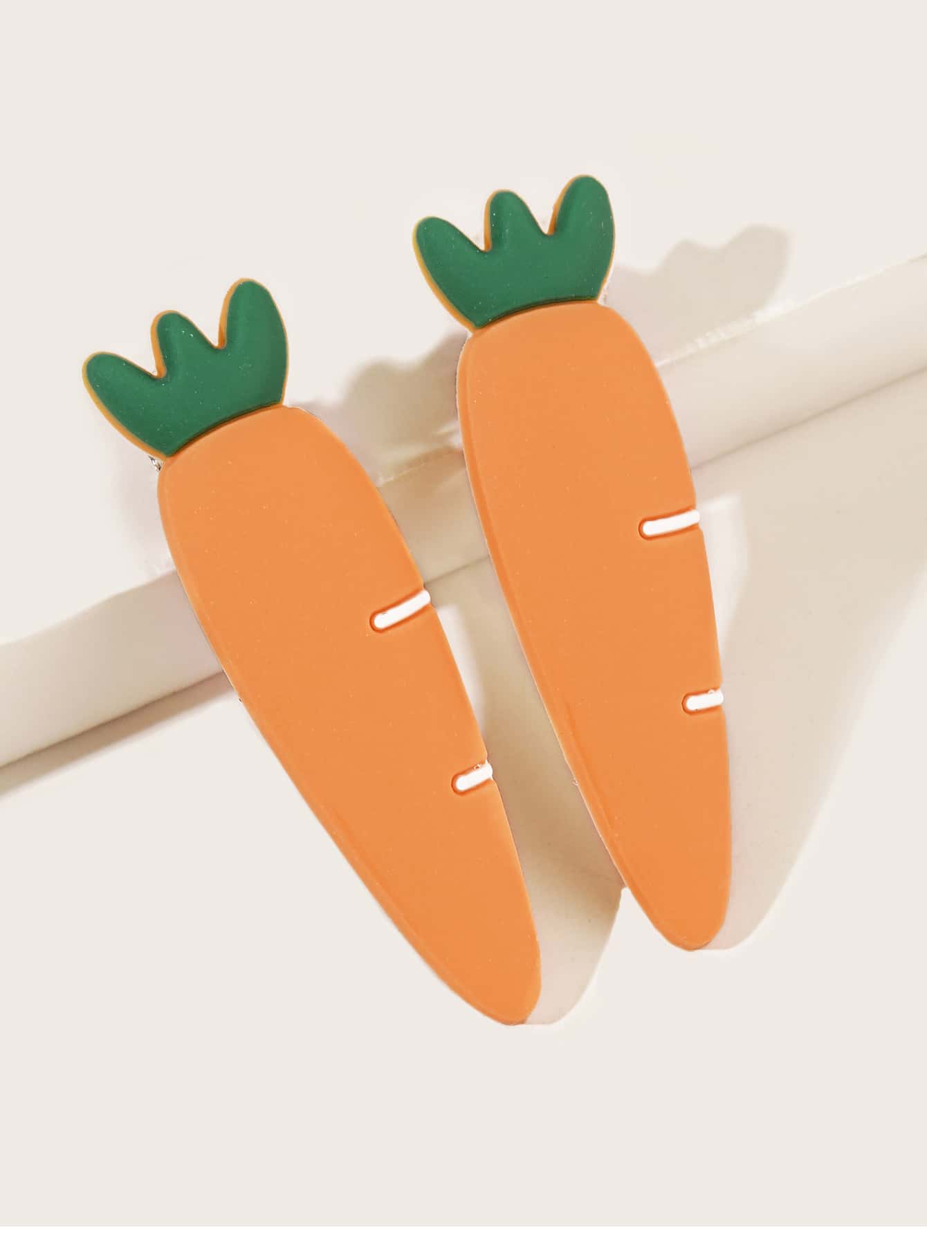 2pcs Cute Carrot Shaped Hair Clips, Realistic Vegetable Hairpin For Side, Top, And Center Hair Styling - Orange - View 1