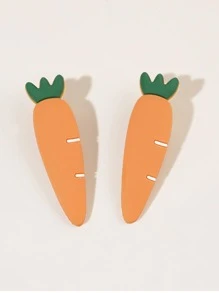 2pcs Cute Carrot Shaped Hair Clips, Realistic Vegetable Hairpin For Side, Top, And Center Hair Styling - Orange - View 3