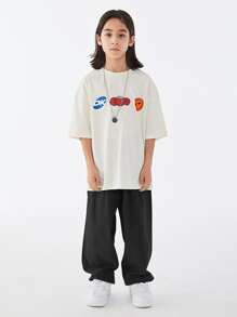 Pantalones casuales y sueltos para niño preadolescente con repelente de mosquitos para verano - Negro - Ver 5