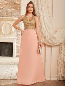 BABYONLINE D.R.E.S.S. Beaded Detail Embroidery Backless Bridesmaid Dress - Baby Pink - View 6