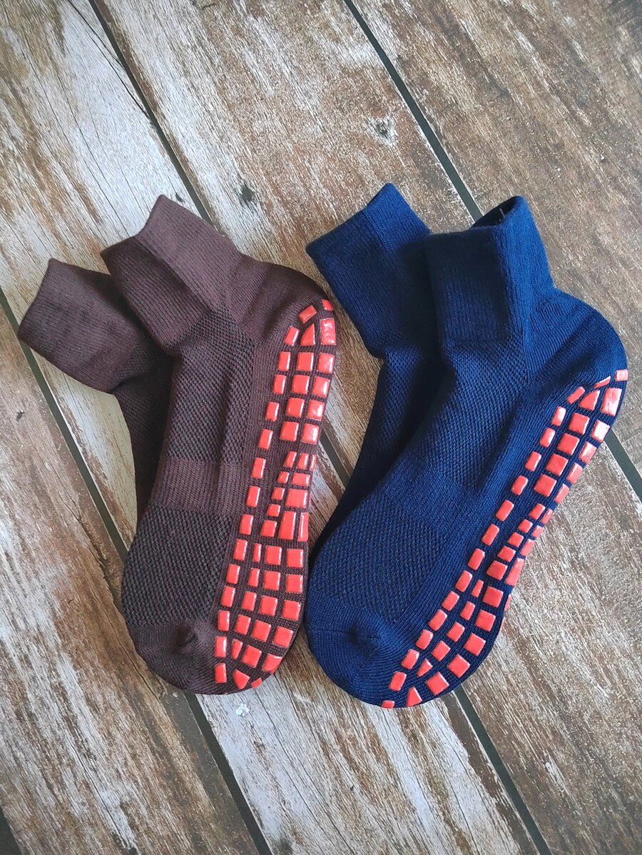 2雙男士防滑中筒襪 - 彩色 - 查看 1