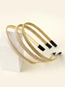 金属编织发箍，简约金属弹力发箍，窄款时尚发箍，女士发箍，发圈，发饰，头饰 - 金色 - 查看 6