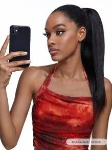 1 cái tóc giả buộc đuôi ngựa thẳng tự nhiên màu đen nguyên chất tóc người tóc giả buộc đuôi ngựa - Màu đen tự nhiên - Xem 2