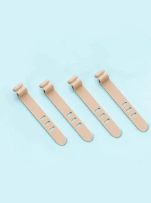 4pcs Silicone Data Cable Tie - Brown - View 2