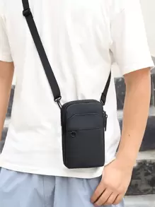 High School Students University Freshman Multifunctional Sling Bag Shoulder Bag Casual Bag Mini Men Minimalist Square Bag, Handbag Schoolbag For Travel,College,Outdoors,Sports,Commute Leather Bag Waterproof Gifts For Men - Black - View 1