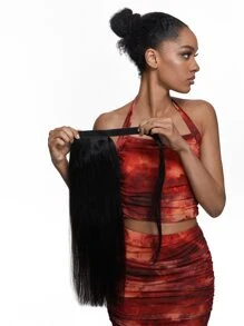 1 cái tóc giả buộc đuôi ngựa thẳng tự nhiên màu đen nguyên chất tóc người tóc giả buộc đuôi ngựa - Màu đen tự nhiên - Xem 4