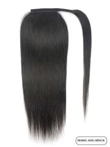 1 cái tóc giả buộc đuôi ngựa thẳng tự nhiên màu đen nguyên chất tóc người tóc giả buộc đuôi ngựa - Màu đen tự nhiên - Xem 7