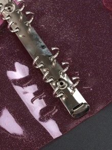 1pc Glitter Detail Loose-leaf Book Shell - Pink - View 4