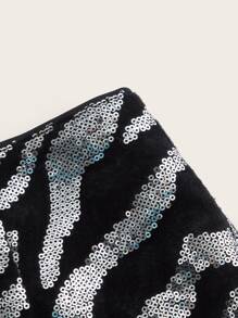 SHEIN ICON Zebra Striped Sequin Skirt - Multicolor - View 3