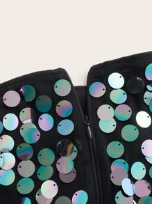 SHEIN ICON 90s Low Rise Sequin Bodycon Skirt - Black - View 4