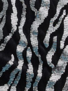 SHEIN ICON Zebra Striped Sequin Skirt - Multicolor - View 4