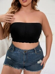 Plus Scallop Trim Tube Bralet - Black - View 5