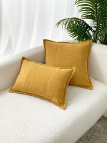 1 cái vỏ gối bằng vải nhung chắp vá hoặc vỏ gối thắt lưng - Màu vàng - Xem 1