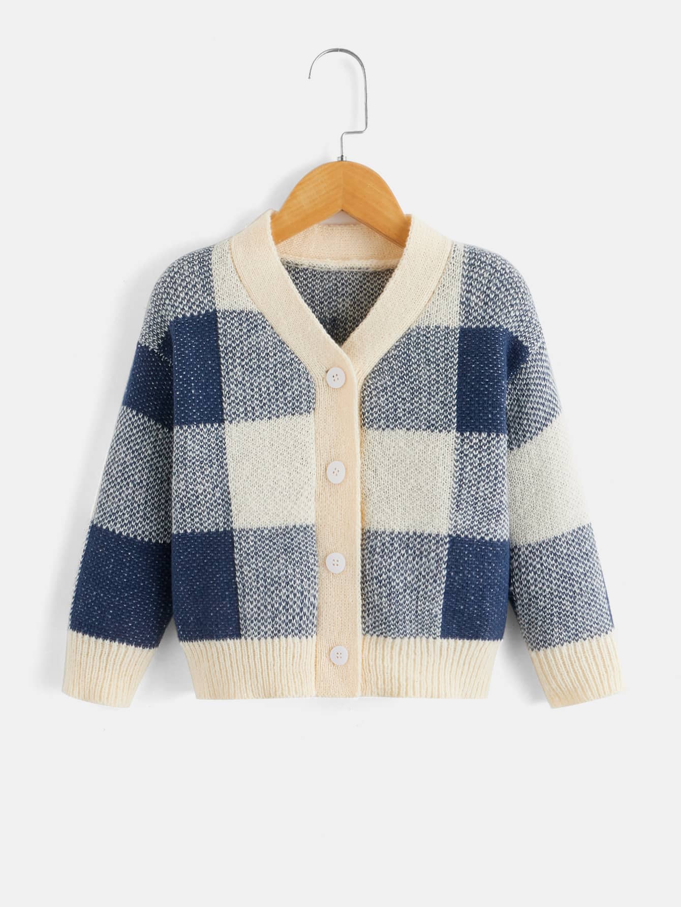 Toddler Boys Gingham Pattern Button Up Cardigan - Multicolor - View 1