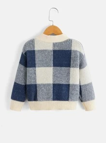 Toddler Boys Gingham Pattern Button Up Cardigan - Multicolor - View 2