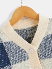 Toddler Boys Gingham Pattern Button Up Cardigan - Multicolor - View 3