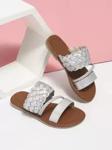 Niñas Sandalias de color metálico con diseño trenzado - Plateado - Ver 1