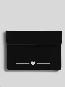 14 Inch Heart Print Laptop Bag - Black - View 3