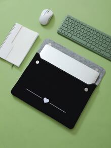 14 Inch Heart Print Laptop Bag - Black - View 4