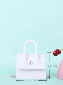 1 件纯色 PVC 材质迷你挎包果冻鳄鱼纹钱包小链条包便携购物包适合女孩聚会和日常使用 - 白色 - 查看 5