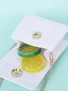 1 件纯色 PVC 材质迷你挎包果冻鳄鱼纹钱包小链条包便携购物包适合女孩聚会和日常使用 - 白色 - 查看 7