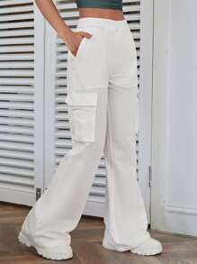 Muchica 高腰側翻蓋口袋工裝褲