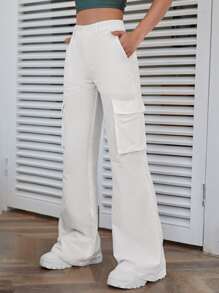 Muchica 高腰側翻蓋口袋工裝褲