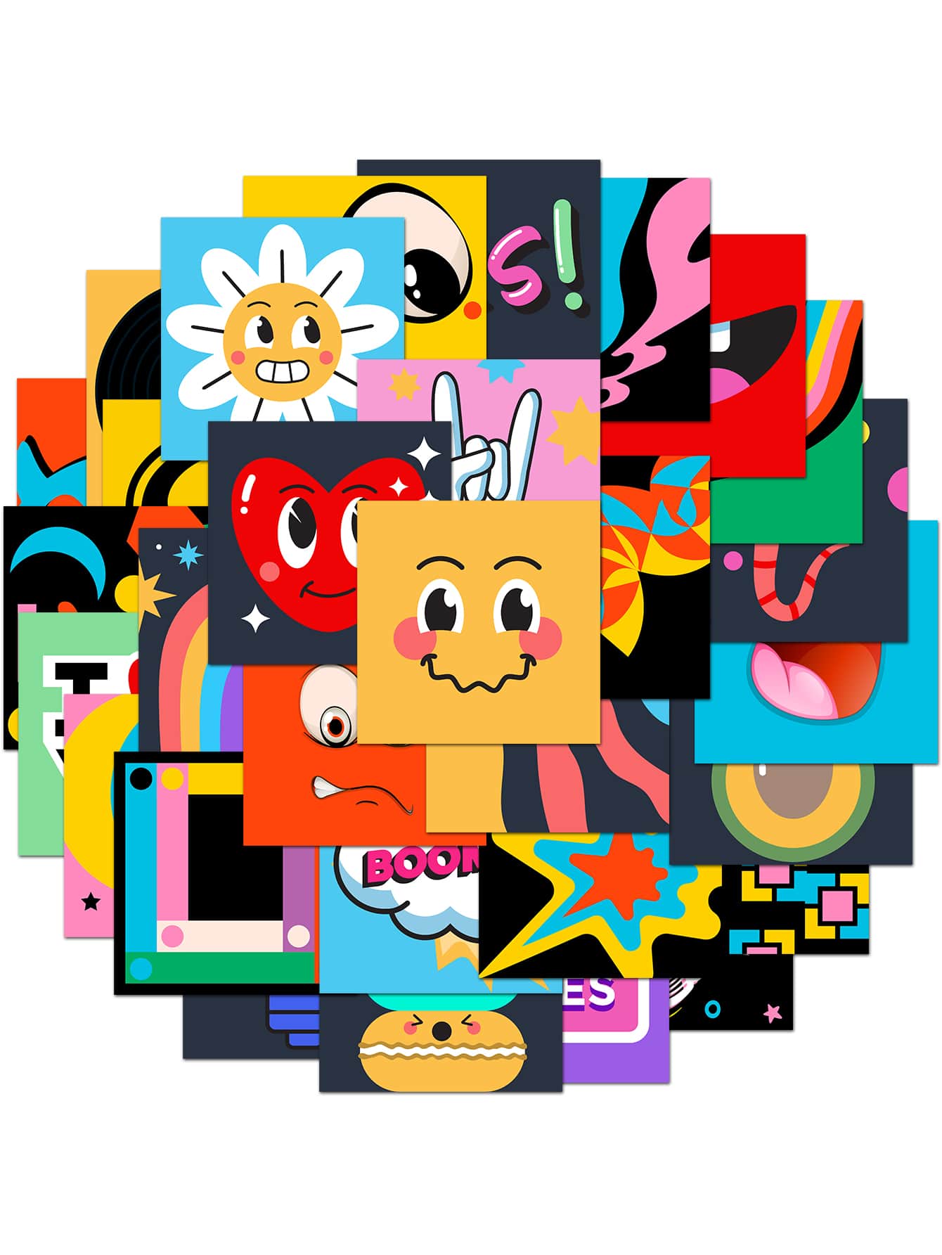 30 cái In biểu hiện Nhãn dán - Nhiều màu - Xem 1