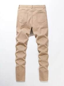 Manfinity LEGND Hombres Jeans ajustados desgarro algodón - Caqui - Ver 2