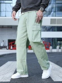 Manfinity Men Flap Pocket Side Cargo Jeans - Mint Green - View 3