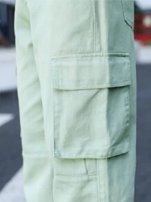 Manfinity Men Flap Pocket Side Cargo Jeans - Mint Green - View 6