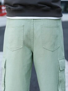 Manfinity Men Flap Pocket Side Cargo Jeans - Mint Green - View 7