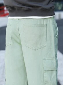 Manfinity Men Flap Pocket Side Cargo Jeans - Mint Green - View 8