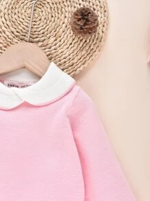 Baby Contrast Collar Jumper - Baby Pink - View 4